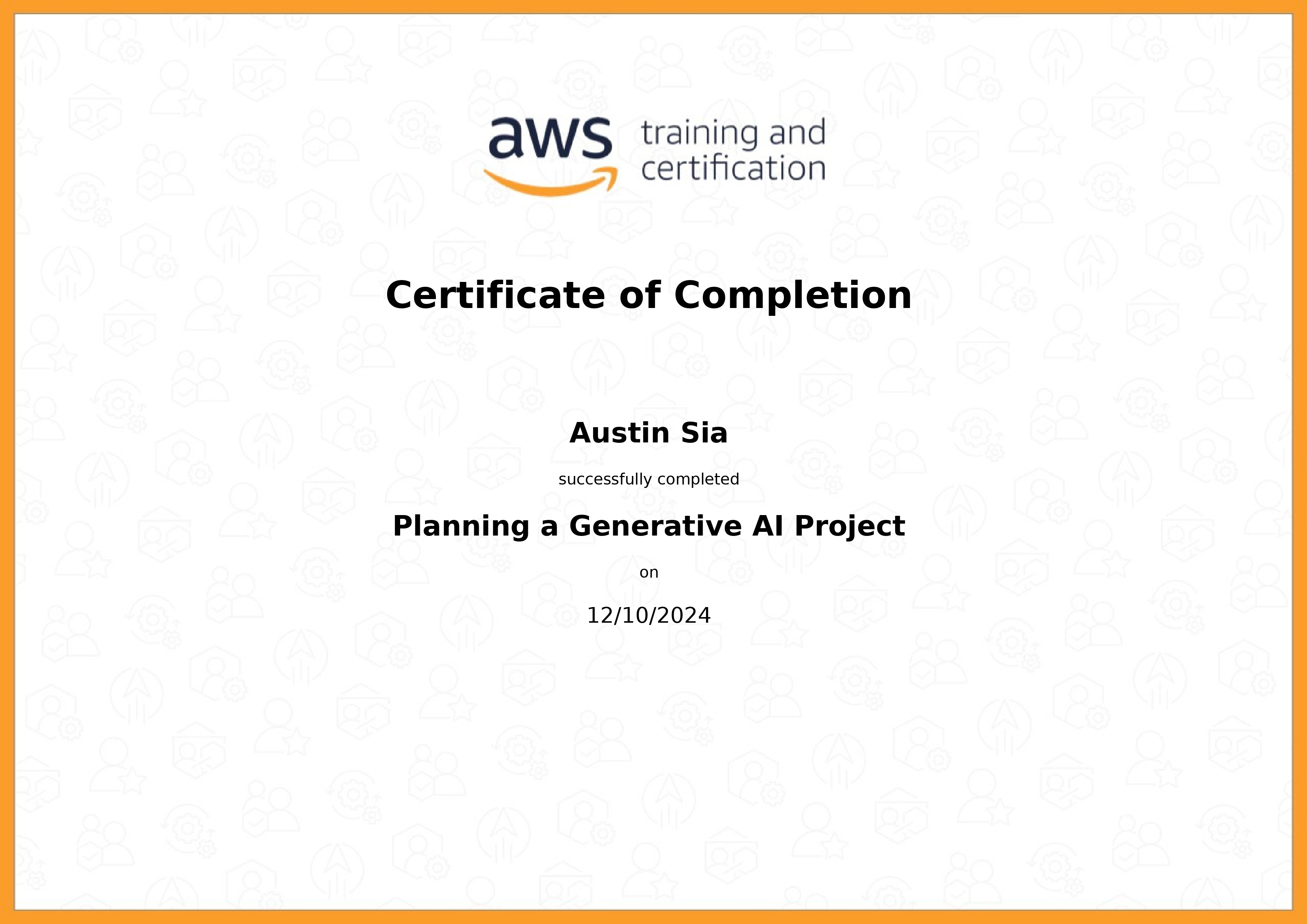 Planning a Generative AI Project certificate