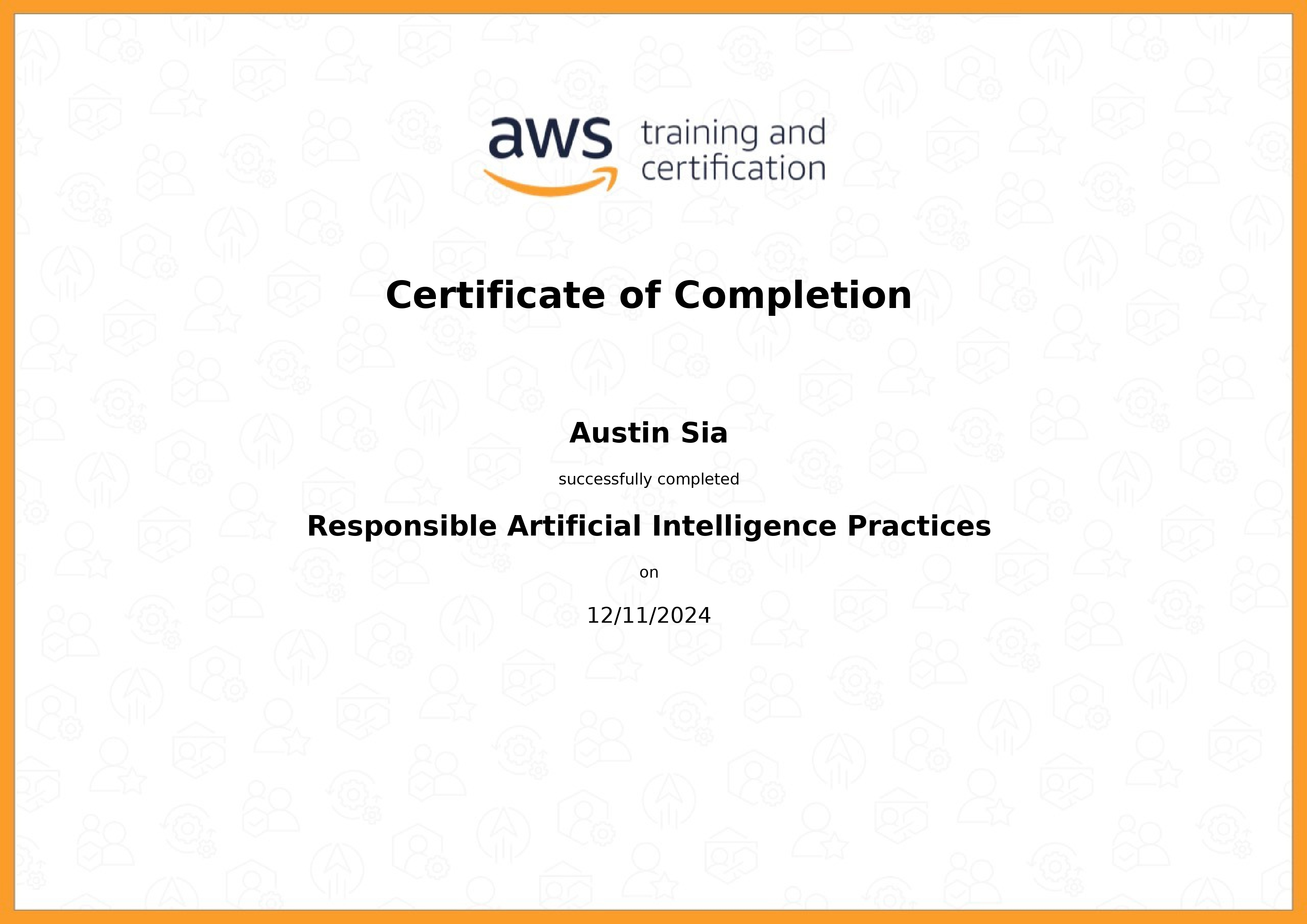 Responsible Artificial Intelligence Practices certificate