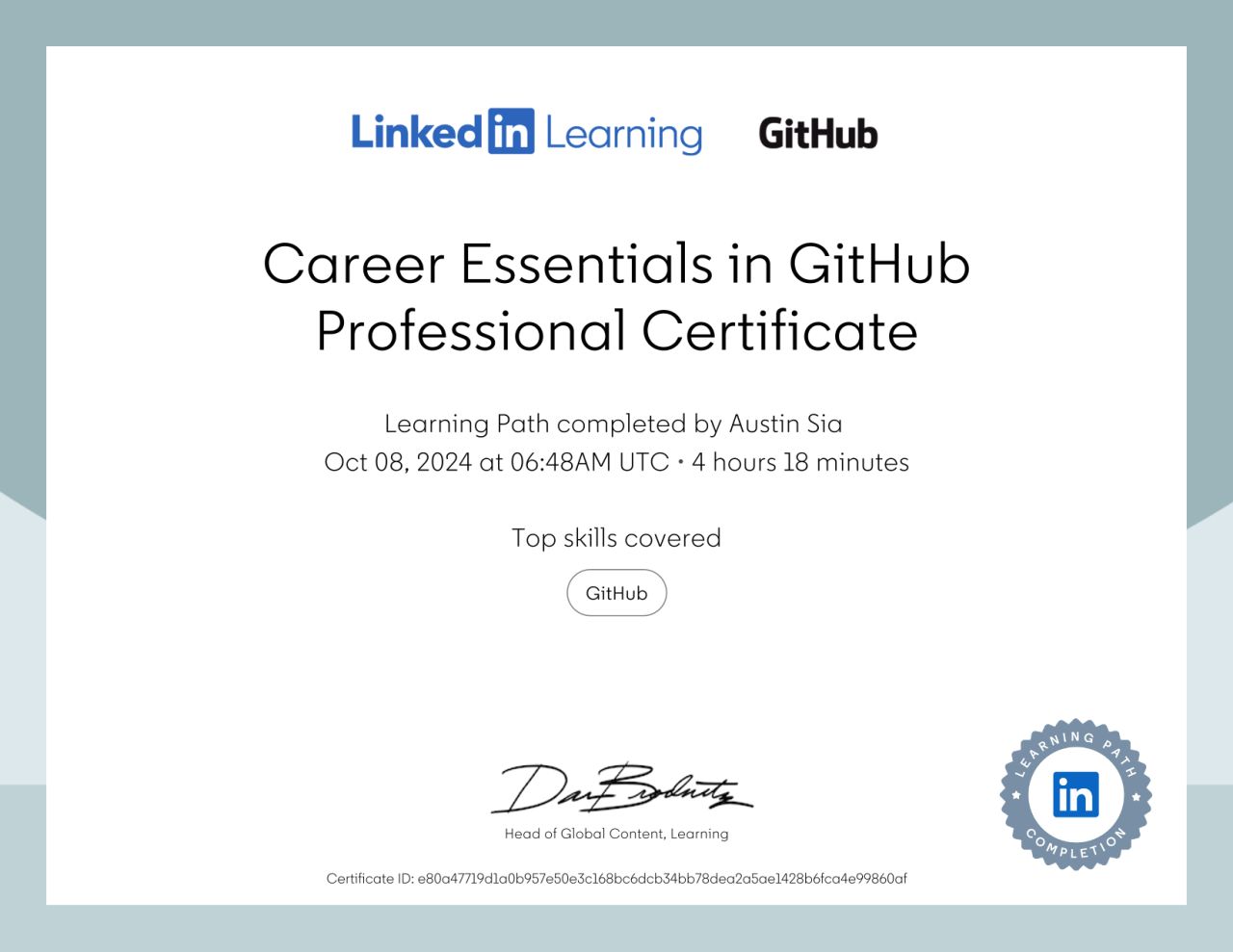 Career Essentials in GitHub Professional Certificate certificate