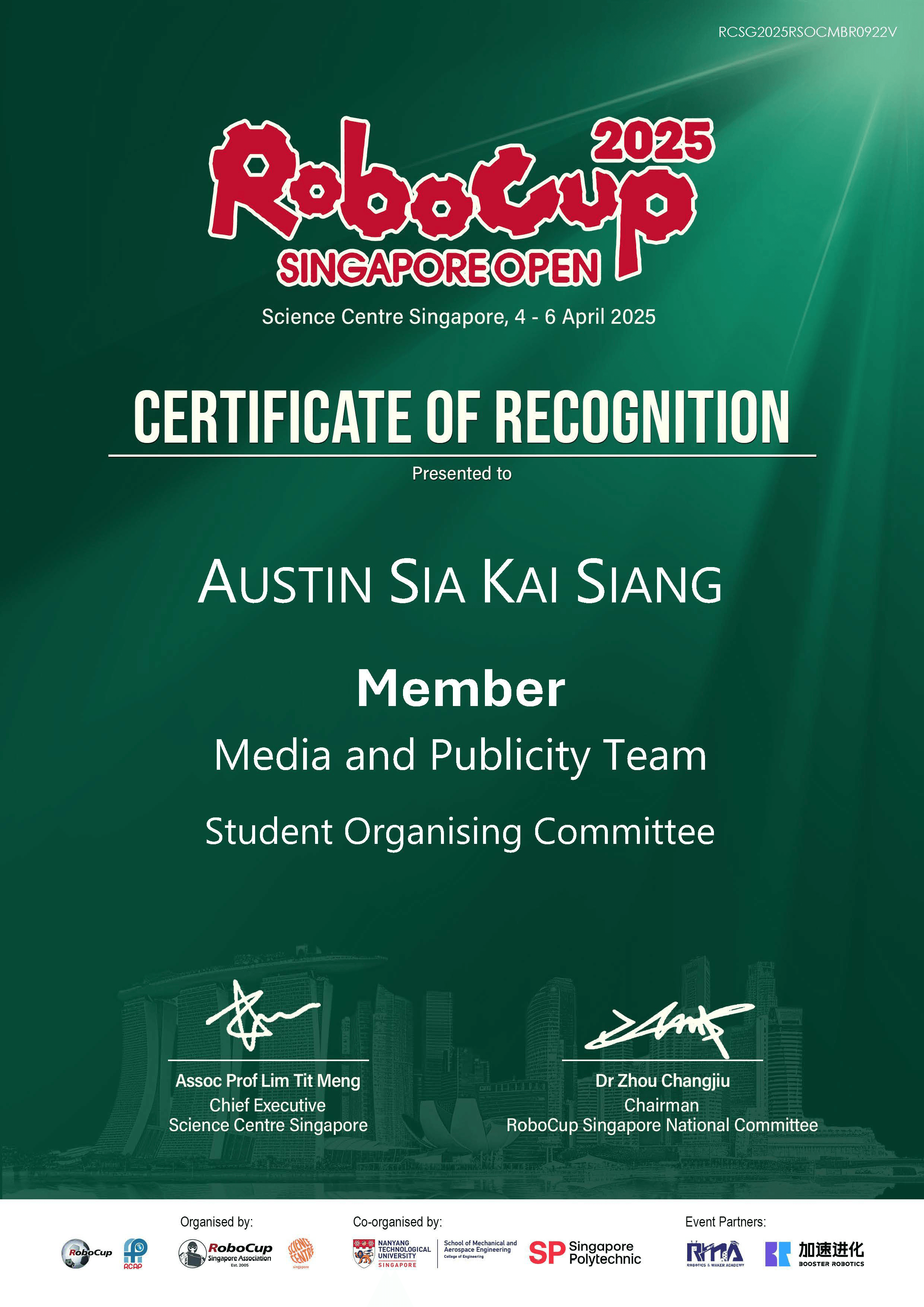 Certificate of Recognition certificate