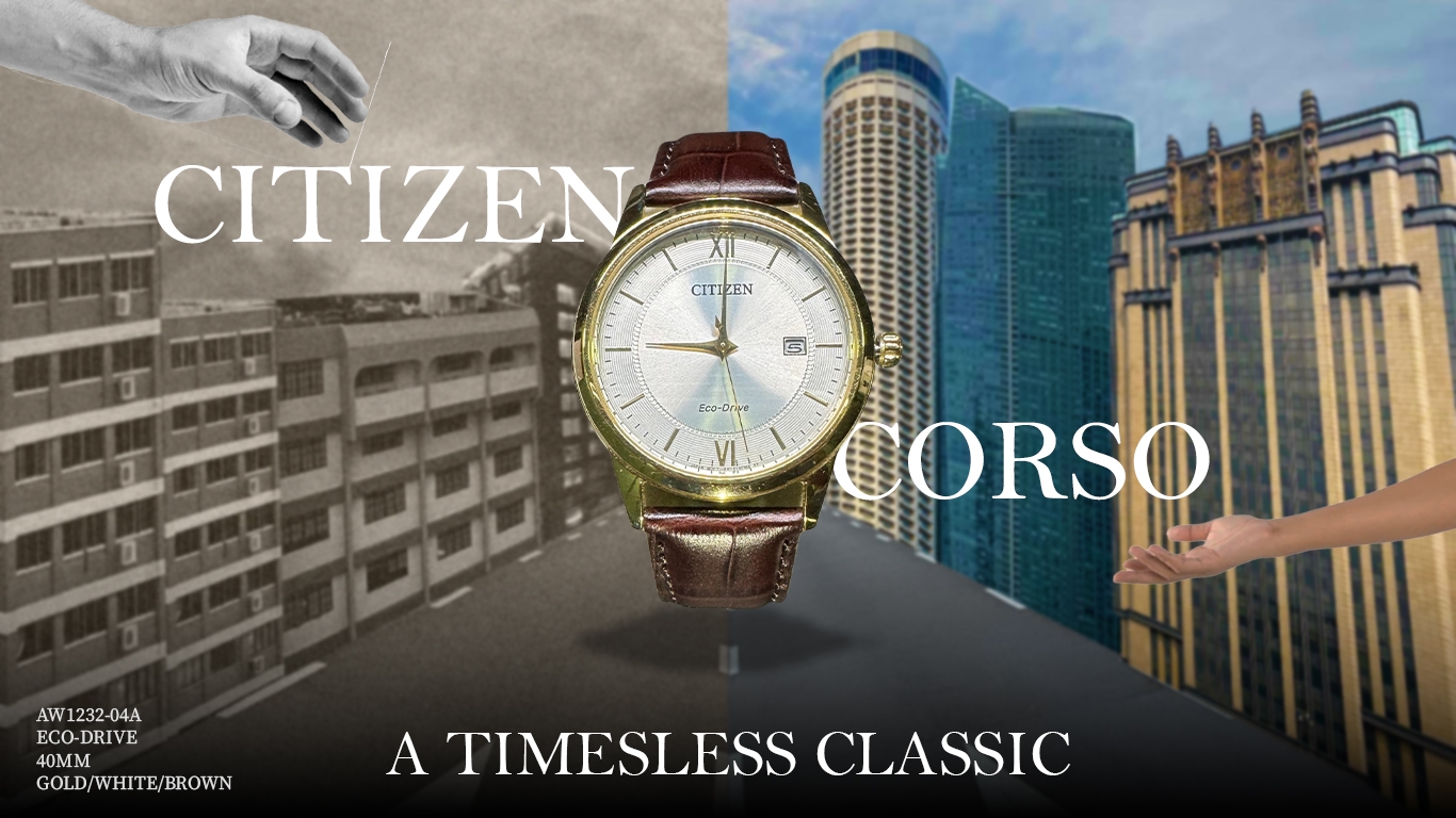 Citizen Corso watch advertisement with city buildings