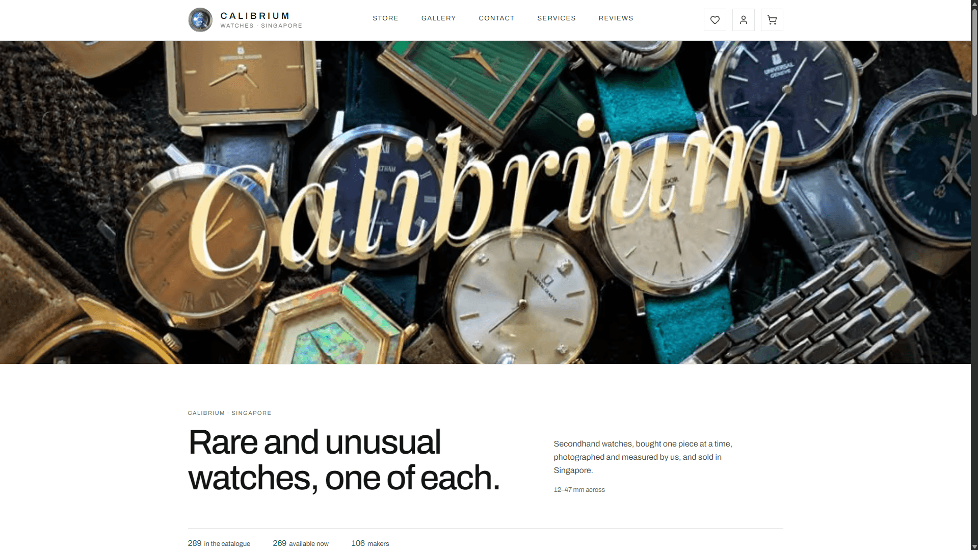 Calibrium's online watch store