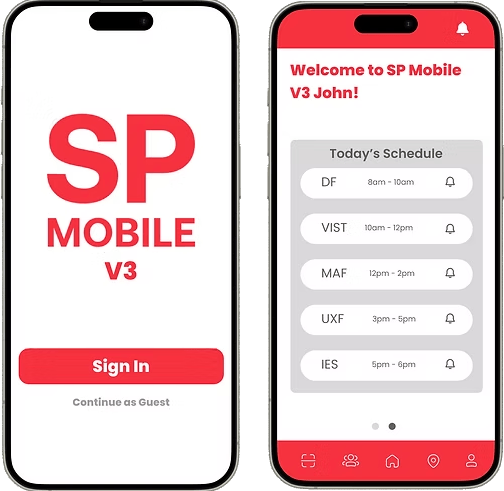 SP Mobile v3 app screens