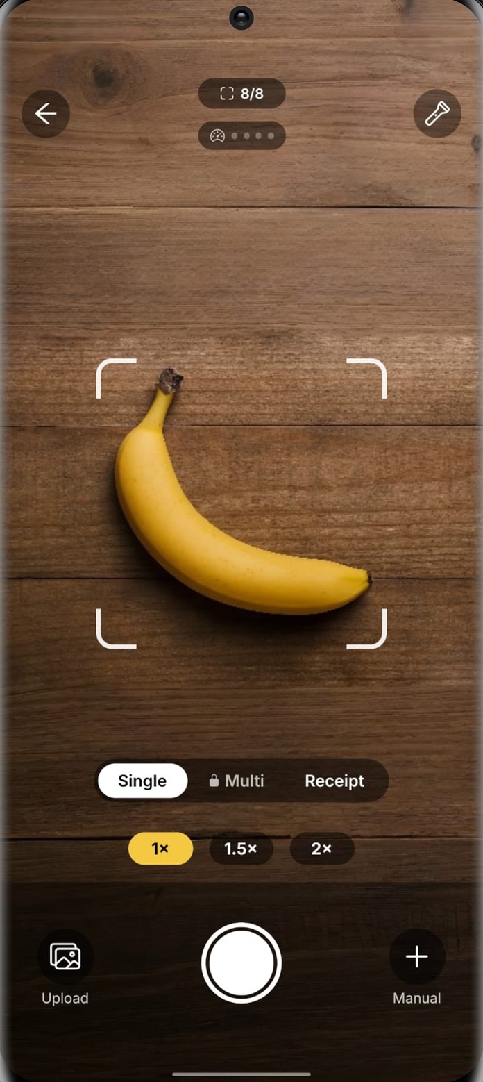 The scanner adding a banana to the pantry